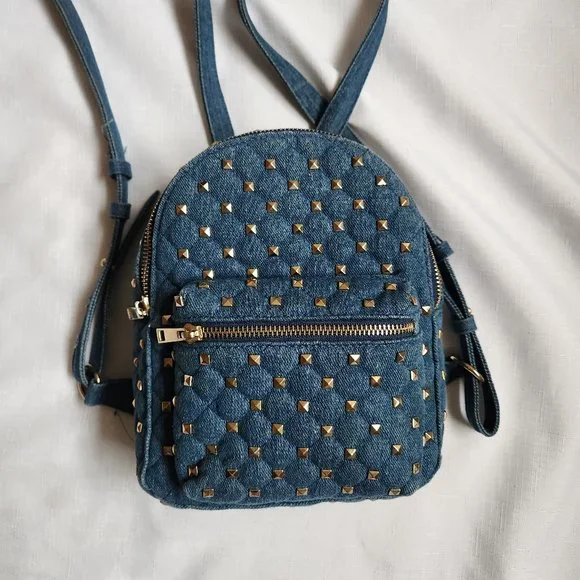 Forever 21 Bags Forever 2 Cool Metal Willow Nail Denim Blue Backpack Poshmark